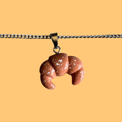Fancy Croissant Resin Pendant with Chain