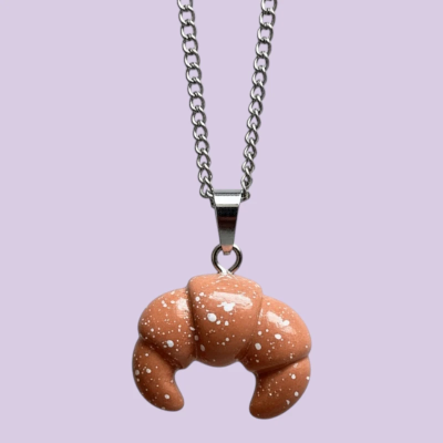 Fancy Croissant Resin Pendant with Chain