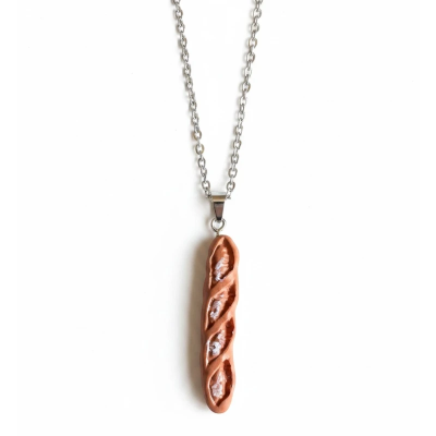 Baguette French Stick Resin Pendant with Chain
