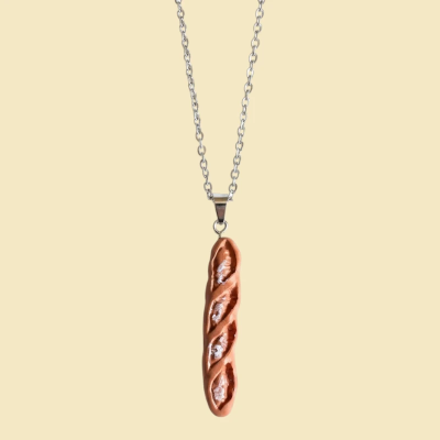 Baguette French Stick Resin Pendant with Chain
