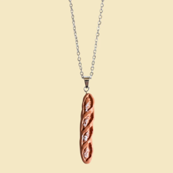 Baguette French Stick Resin Pendant with Chain