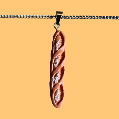 Baguette French Stick Resin Pendant with Chain