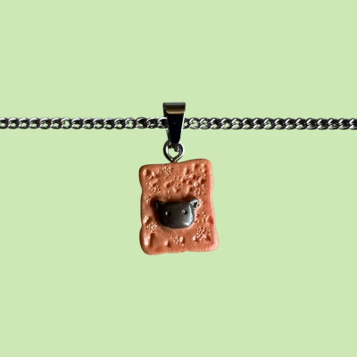 Mouse Toast Resin Pendant with Chain