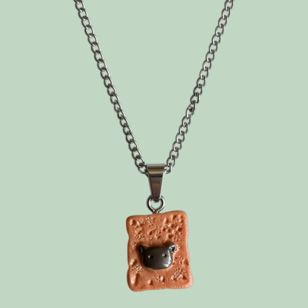 Mouse Toast Resin Pendant with Chain