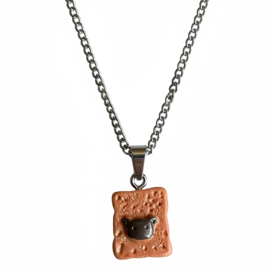 Mouse Toast Resin Pendant with Chain