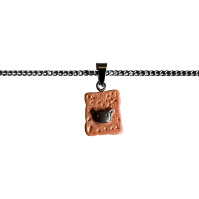 Mouse Toast Resin Pendant with Chain