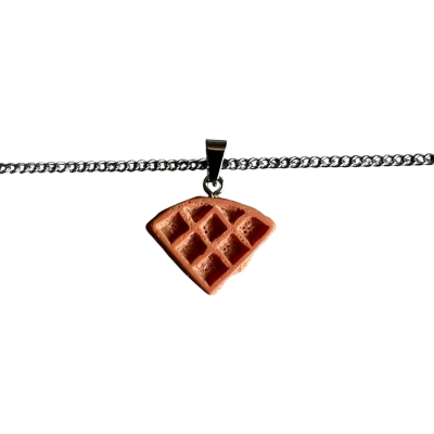 Waffle Resin Pendant with Chain
