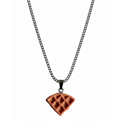 Waffle Resin Pendant with Chain