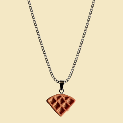 Waffle Resin Pendant with Chain