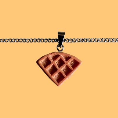 Waffle Resin Pendant with Chain