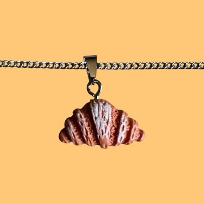 Traditional Croissant Resin Pendant with Chain