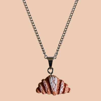 Traditional Croissant Resin Pendant with Chain