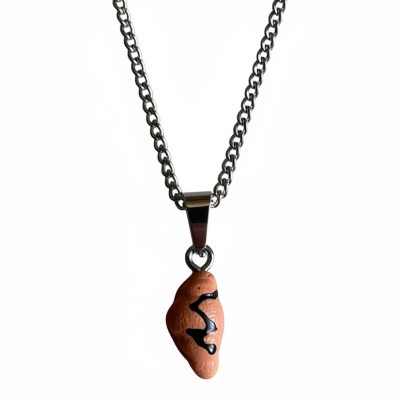 Chocolate Croissant Resin Pendant with Chain