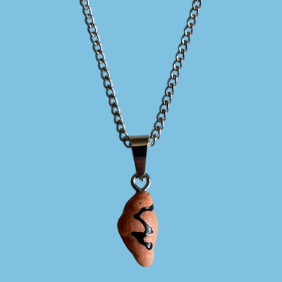 Chocolate Croissant Resin Pendant with Chain