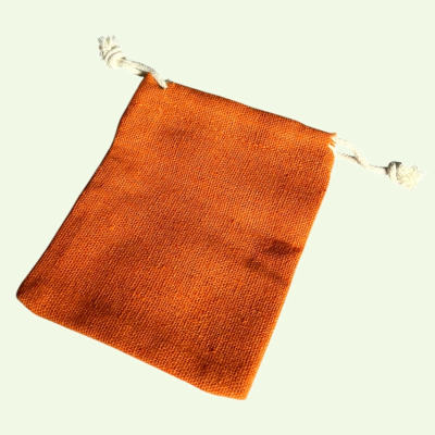 MEDIUM POLYCOTTON DRAWSTRING BAG IN BURNT ORANGE