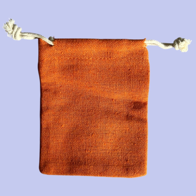 MEDIUM POLYCOTTON DRAWSTRING BAG IN BURNT ORANGE